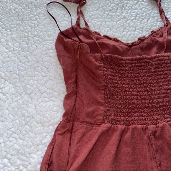 ABERCROMBIE & FITCH romper shorts tank top red rust burgundy ruched backing XS - Picture 4 of 9